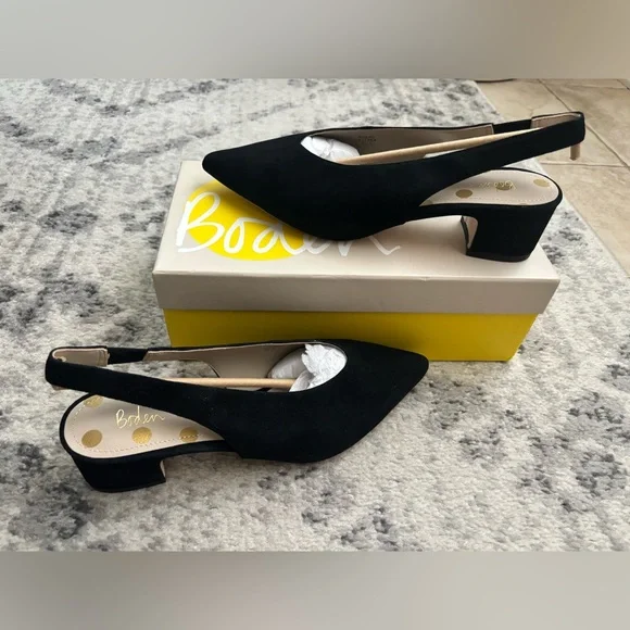 Boden Lena black suede slingback low heel - Picture 1 of 6